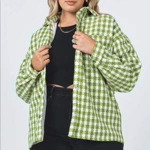 Princess Polly Green Houndstooth Jacket